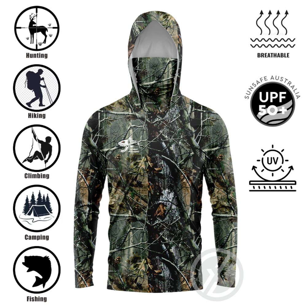 Summer Clothing Tops - UPF50+ Vissershirt met capuchon, ingebouwde gezichtsbescherming,
