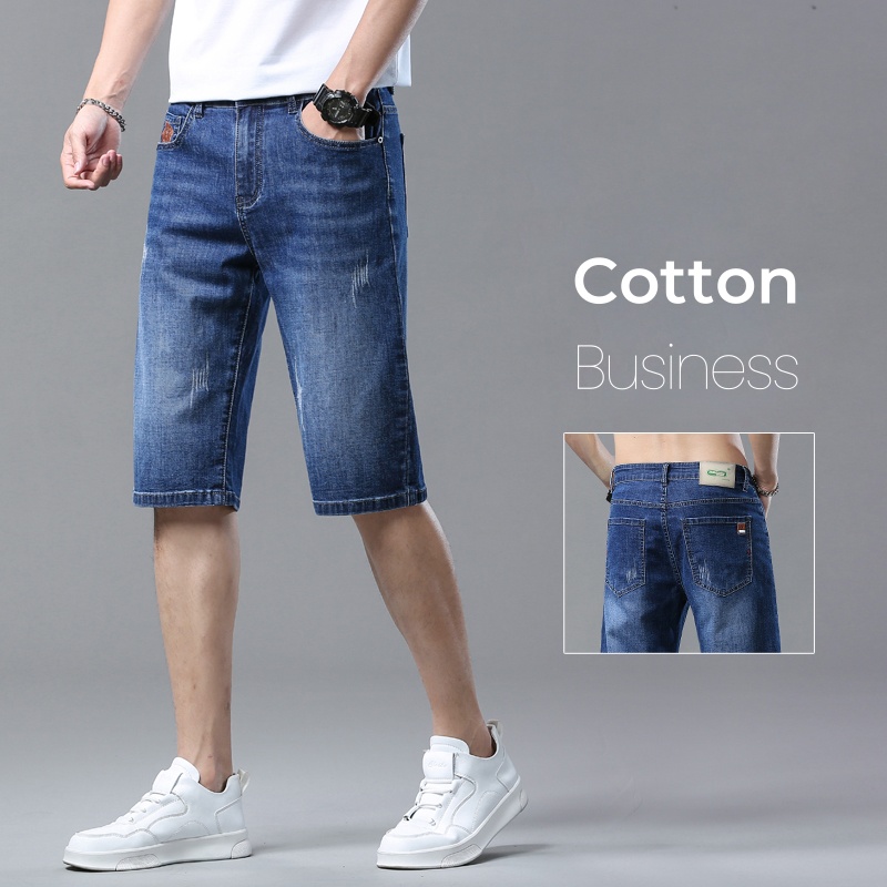 Summer Clothing Office - Herenshorts Zomer rechte denim shorts Blauw