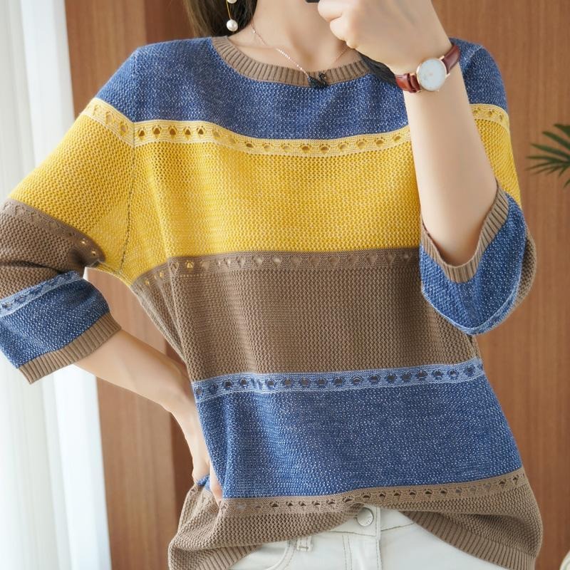 Summer Clothing Yarn - Vrouwen Trui 3/4 Mouw Koreaanse Mode