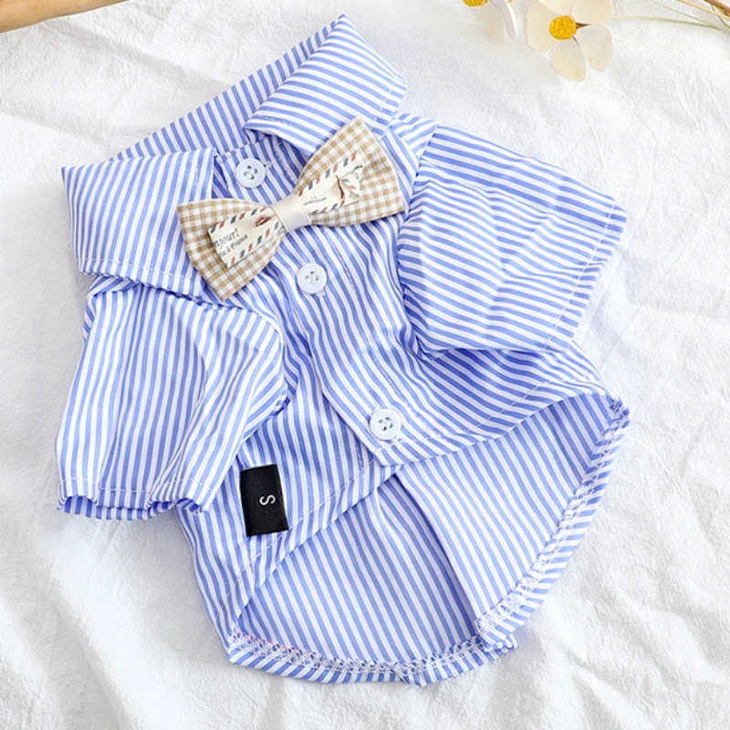 Summer Clothing Wholesale - Hondenkleding Strikjes Gestreepte Shirts Dunne Zomer