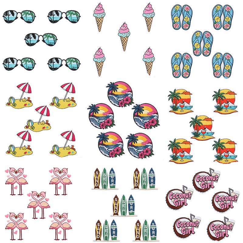 Summer Clothing Pictures - 10PCS Zomer Strand Golf Geborduurde Patches