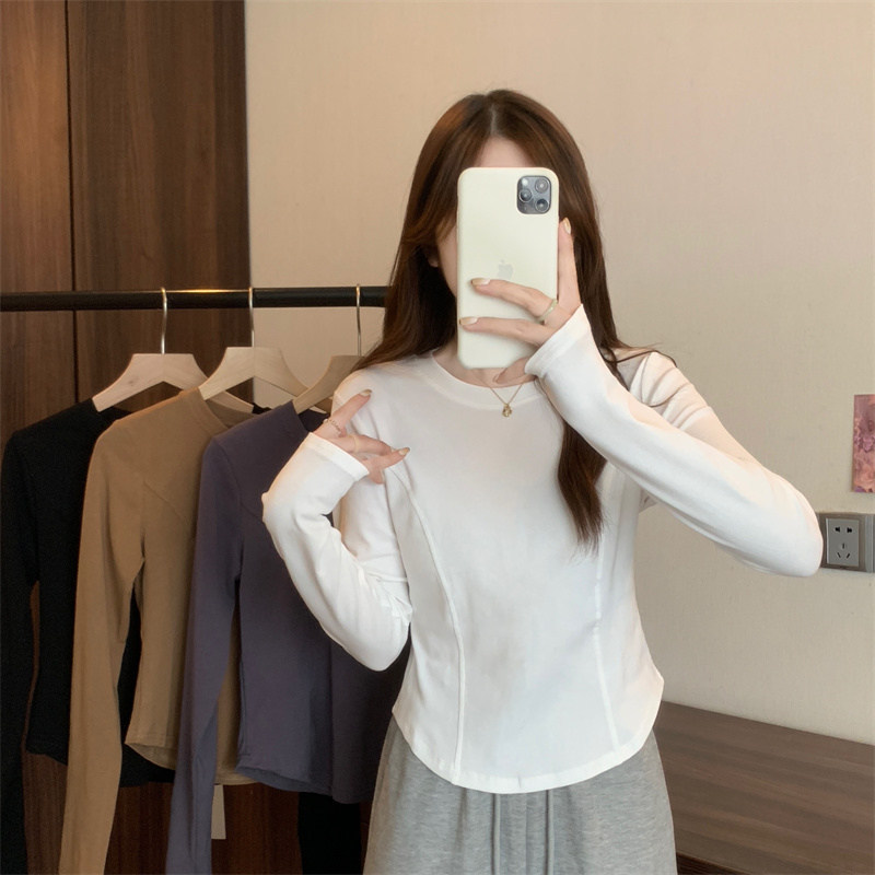 Summer Clothing Teens - Dames Slim-fit Langarm Basis Shirt Herfst
