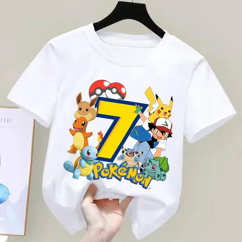 Summer Edit Clothing - Pokemons Pikachu Kinder T-shirts Verjaardag Nummer
