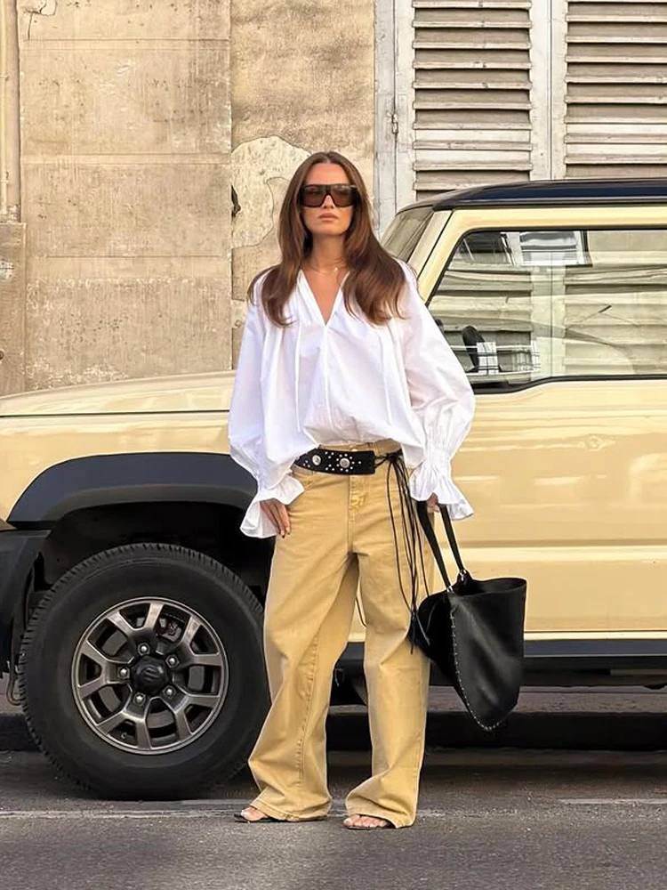 Witte blouse met V-hals, strik - Tie Front Shirt recensie en prijs