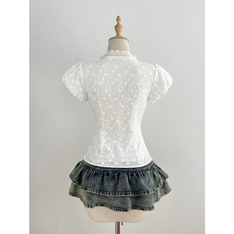 Benuynffy Witte V-hals Puff Sl - Tie Front Shirt recensie en prijs