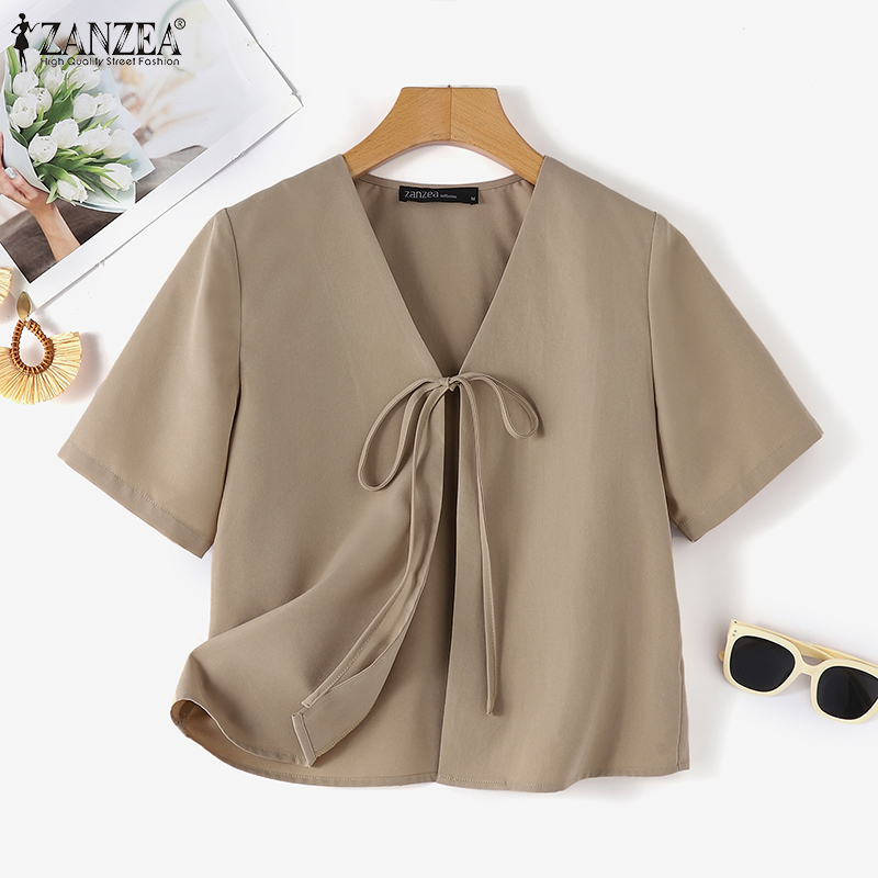 ZANZEA Vrouwen Mode Gebonden V - Tie Front Shirt recensie en prijs