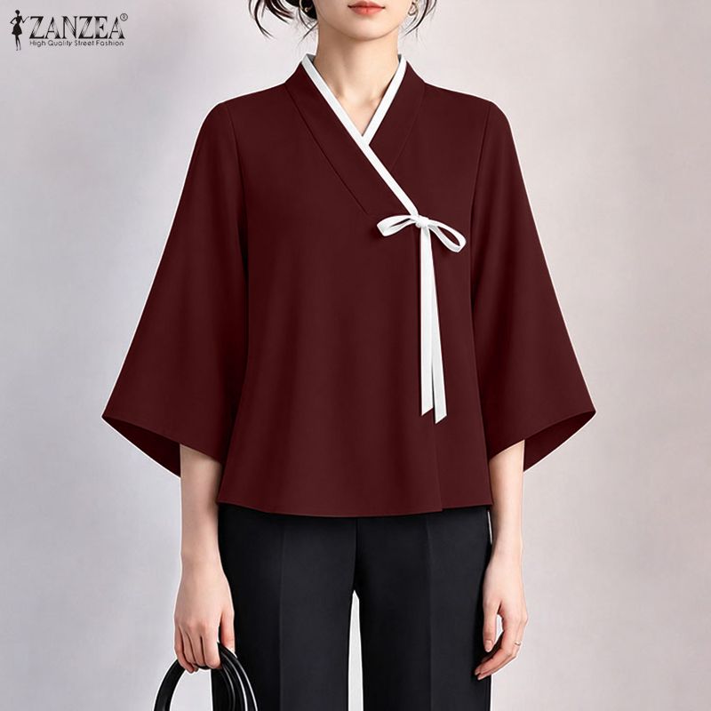 ZANZEA Dames Chinese Stijl V-h - Tie Front Shirt recensie en prijs