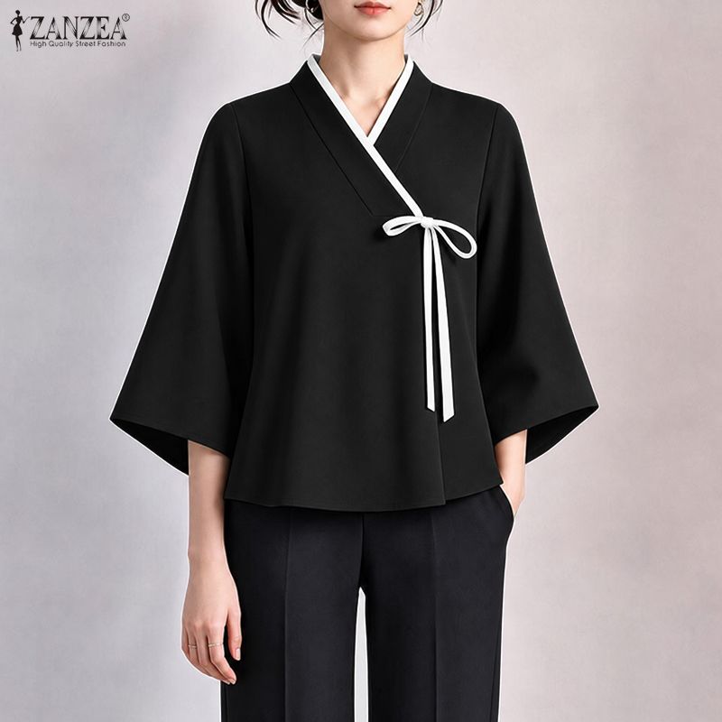 ZANZEA Dames Chinese Stijl V-h - Tie Front Shirt recensie en prijs