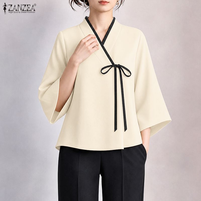 ZANZEA Dames Chinese Stijl V-h - Tie Front Shirt recensie en prijs