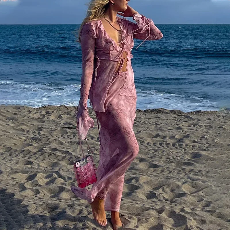 Y2K Fairy Grunge strandoutfits - Tie Front Shirt recensie en prijs